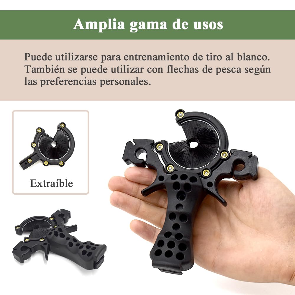 Herramienta para Disparar Peces al Aire Libre con 3 Gomas Elásticas para Accesorios de Tirachinas, se Puede Utilizar con Flechas y Carretes de Pesca