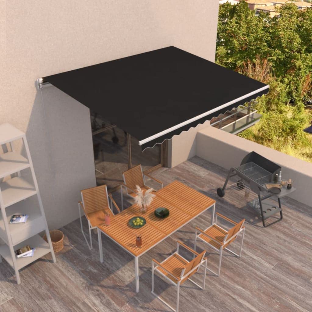 Auvent manuel rétractable grande envergure 450x350 cm anthracite robuste