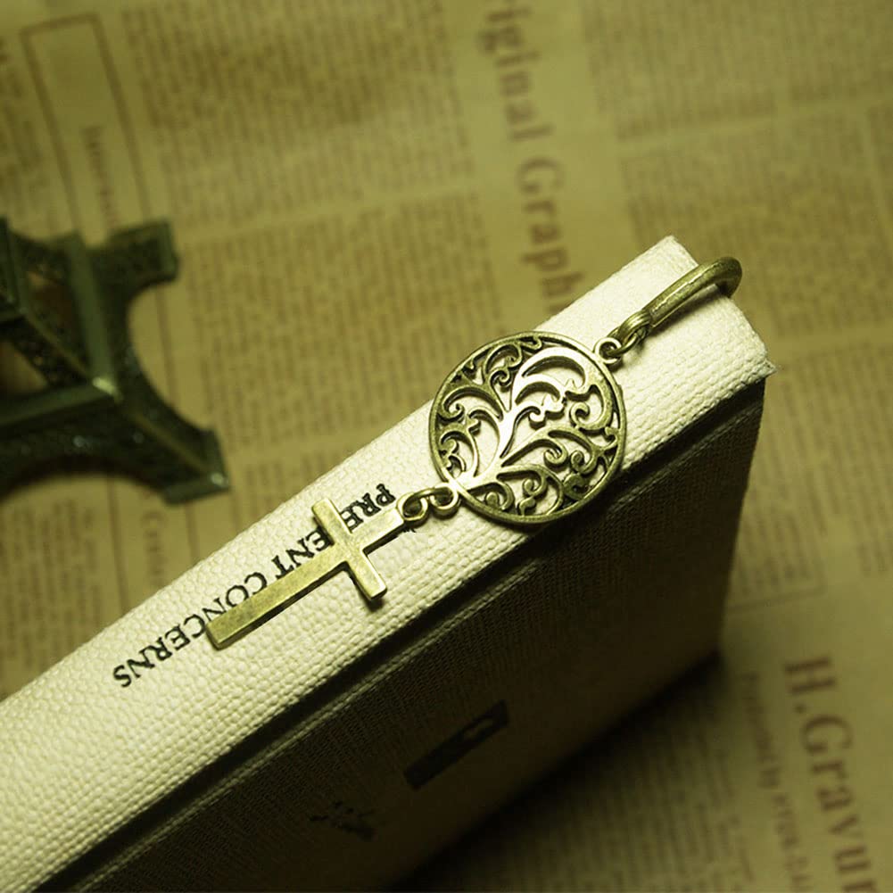 BLBMH Metal Feather Bookmark Bible Planner with Cross Prayer Book Marker for Women Men Kids Christian Gifts -FC