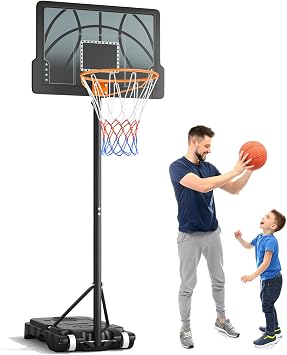 Yohood Panier de Basket Extérieur Réglable sur Roulettes (1,10 m - 2,10 m)