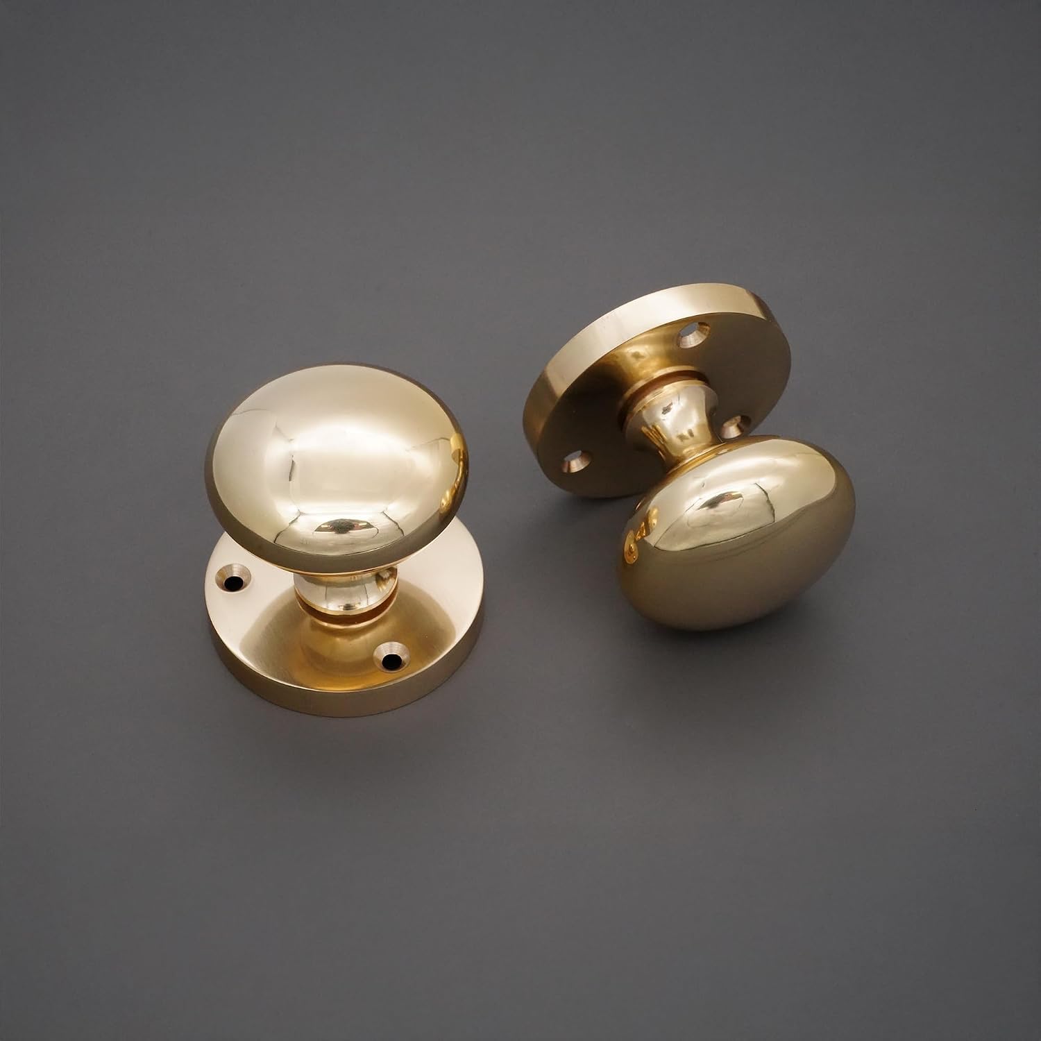 Infinity Decor Polished Brass Victorian Round MORTICE Door KNOBS Pair Pull Latch Handles Set Heavy Sprung Solid Brass