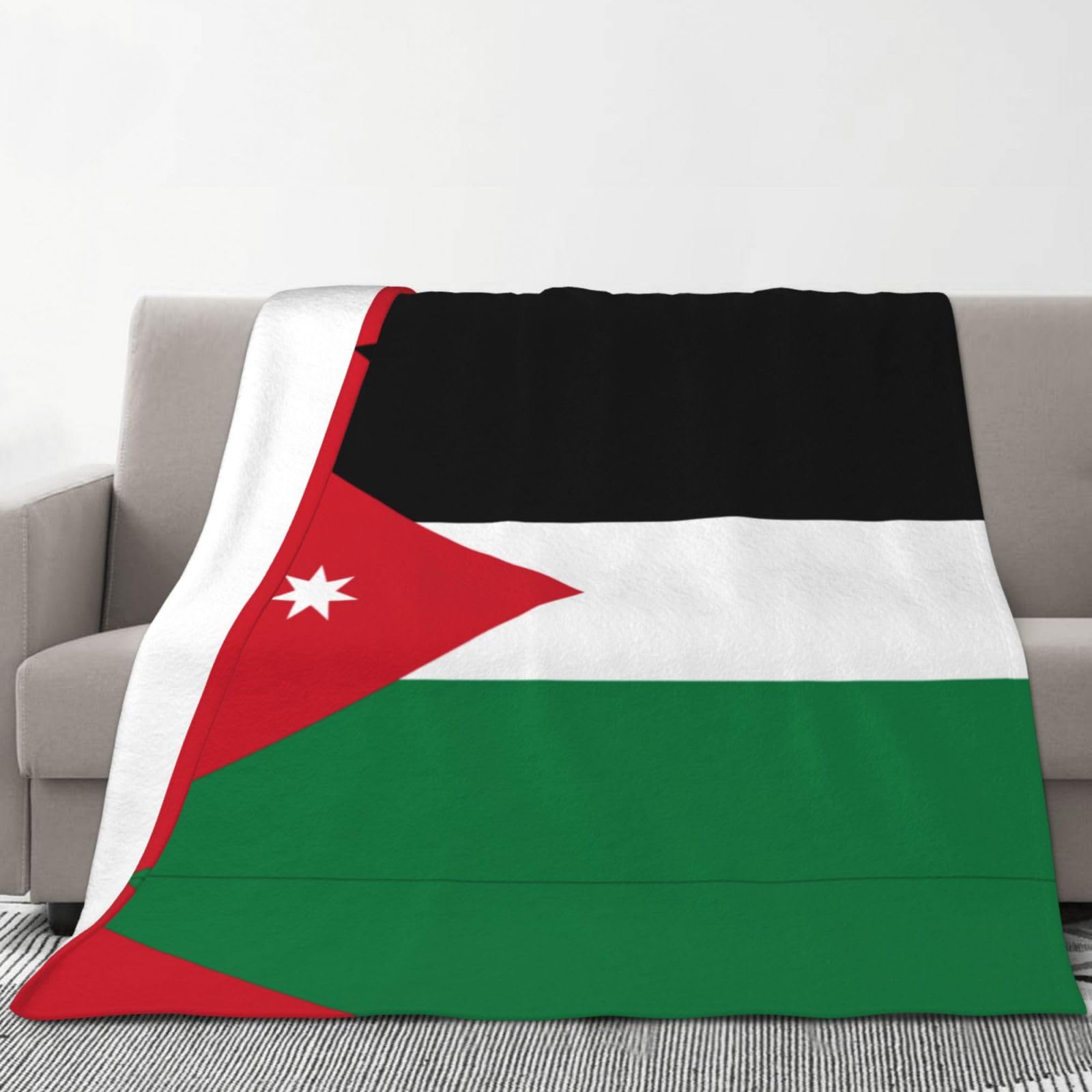 Couverture drapeau jordanien plaid léger anti-peluche flanelle douce lit