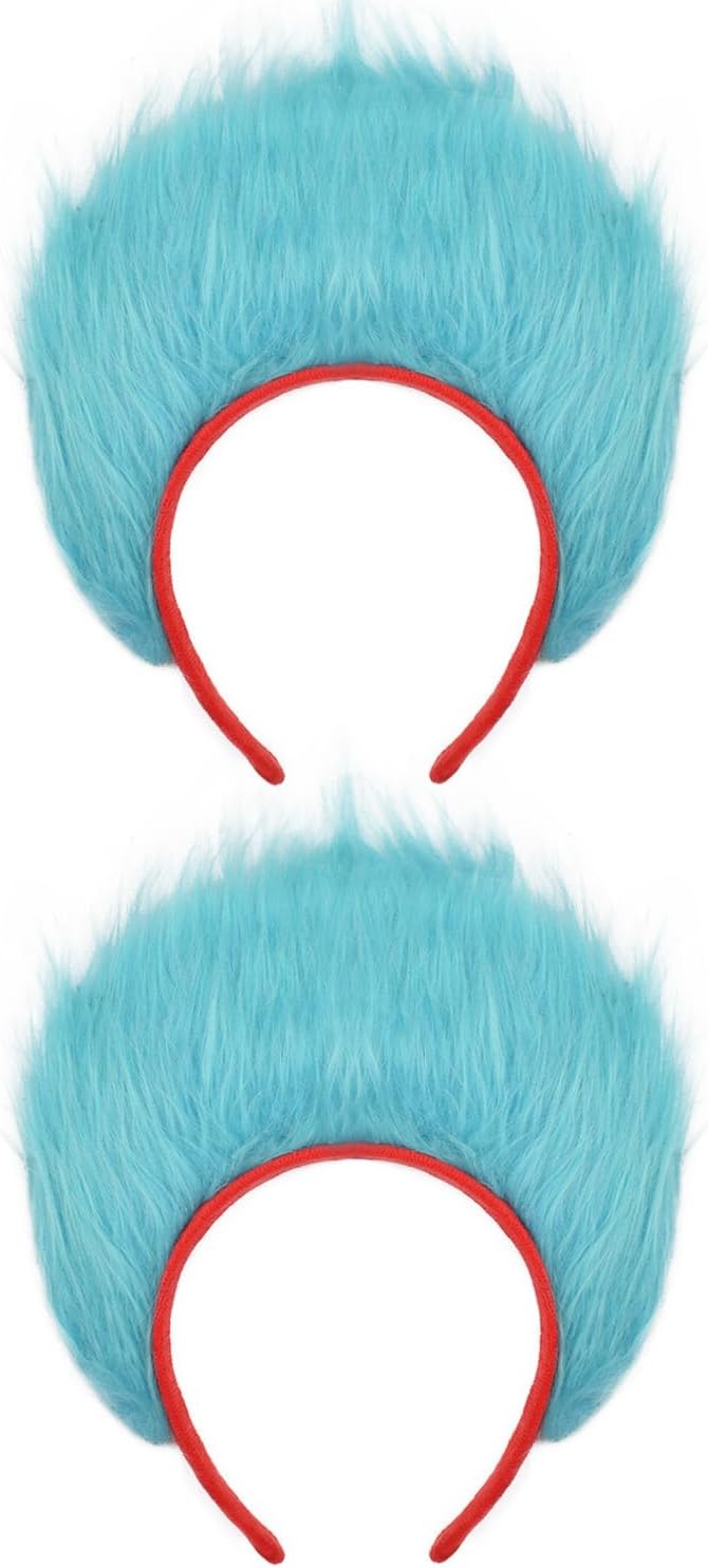 2 PCS Blue Fuzzy Costume Headbands for Kids and Adults-Halloween Christmas Festival Theme Party World Book Day Cosplay Costume Accessories