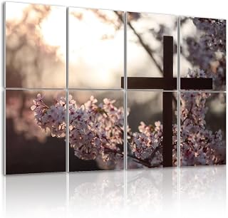 8 Pack Art Acoustic Panels cross Christ spring flowers shining brightly forest sunset Sound Absorbing Panel 32"x48" Soundproof Wall Panels Acoustic Wall Art for Studios, Office, Theaters