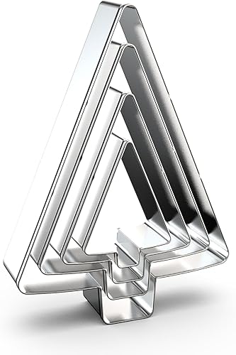 Juego de cortadores de galletas de árbol - 5", 4", 3", 2" - 4 piezas - Acero inoxidable