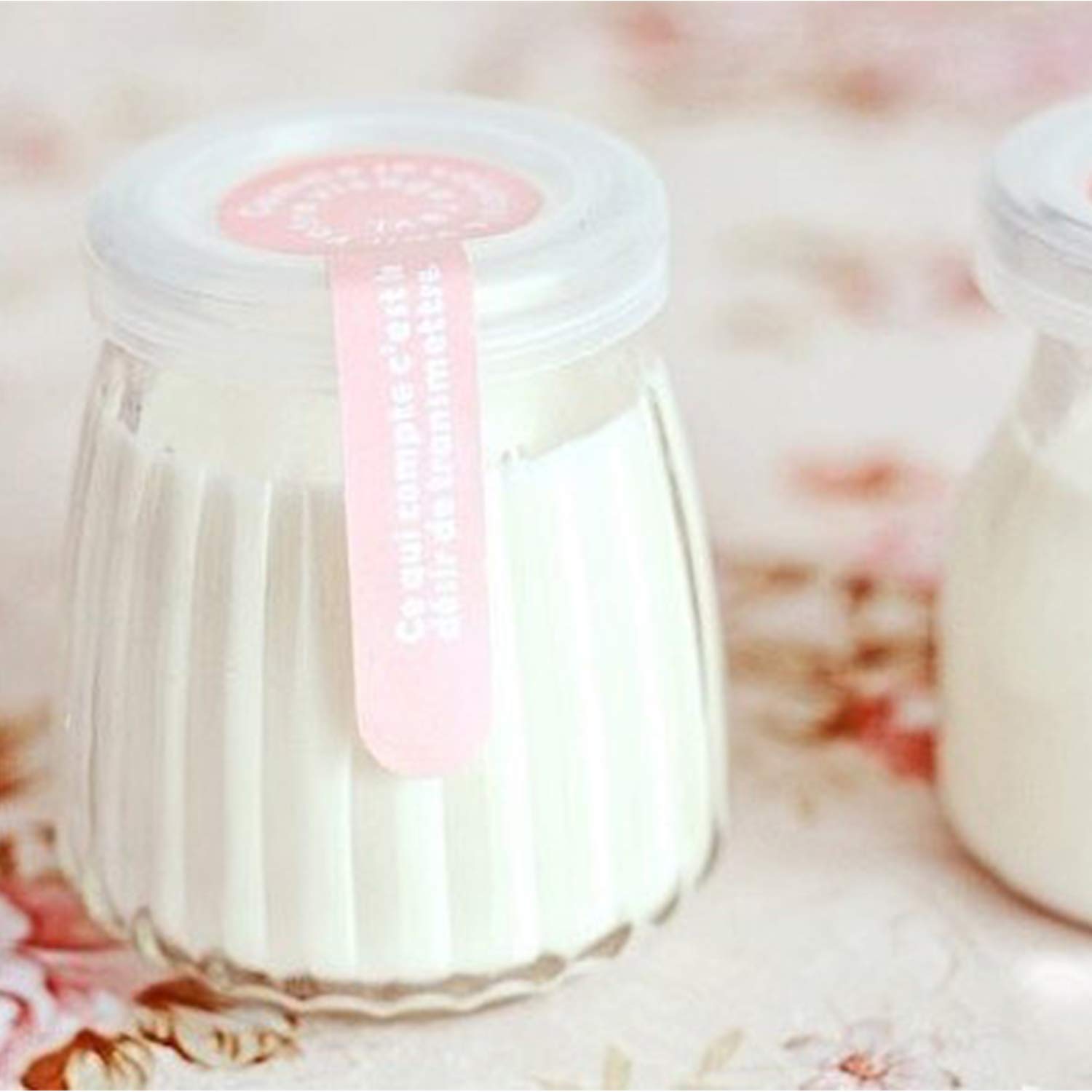 Fasmov 30 Pack 120ml piccoli vasetti di yogurt, vasetti di vetro per budino vasetti di yogurt con coperchi in PE, perfetti per marmellata, miele, bomboniere per matrimonio, bomboniere per la doccia