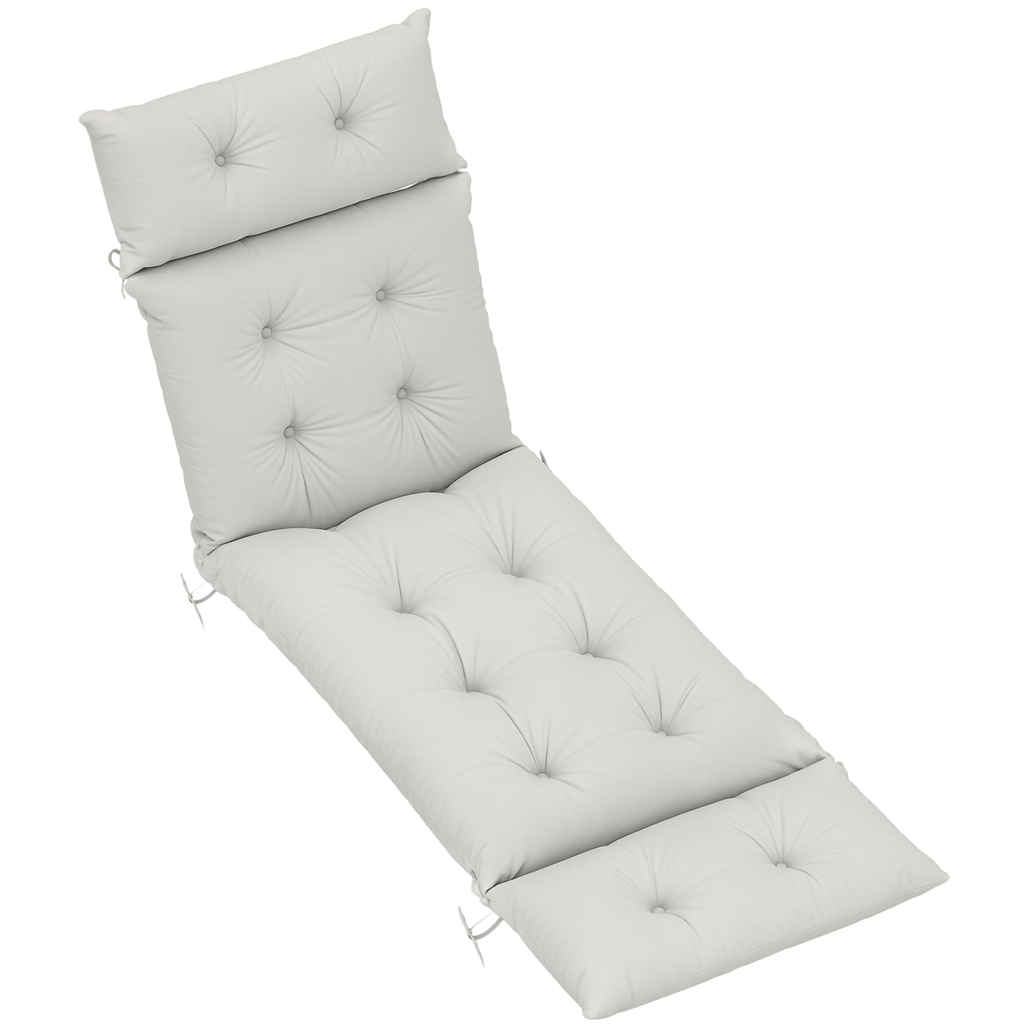 Outsunny Sun Lounger Cushions Only, 190 x 56 x 10 cm Garden Lounge Chair Cushions, UPF20+ 220gsm Fabric, Thick Sunbed Replacement Pads with 6 Ties, Light Grey โ image 1