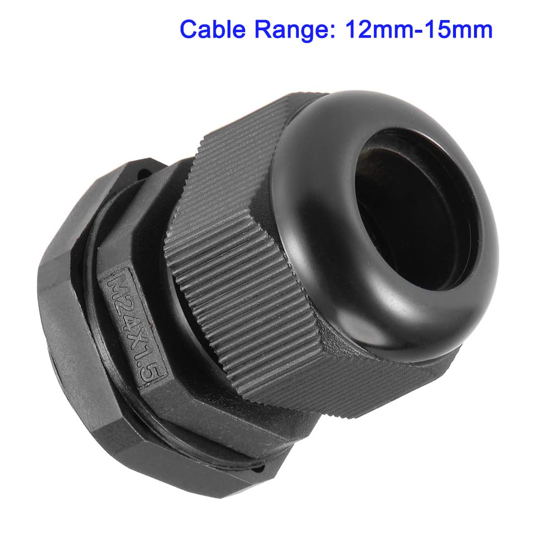 MACHSWON 10Pcs M24 Cable Gland - Durable Threaded Wire Connector with Locknut for 12-15mm Dia Cable Wire, Black - Image 2