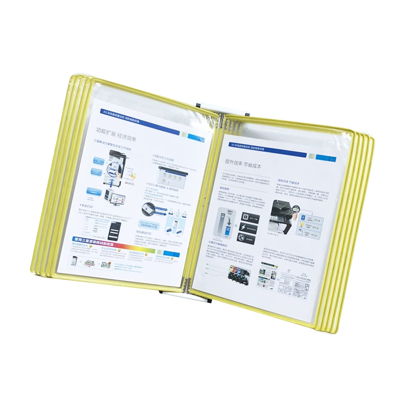 YNIYUJKL Wall Mount Reference Organizer - Catalog Display Rack, 10 Panels Wall Display Board System, A4 Size Wall Lectern, Document Organiser, Consultation And Presentation Docume,Yellow