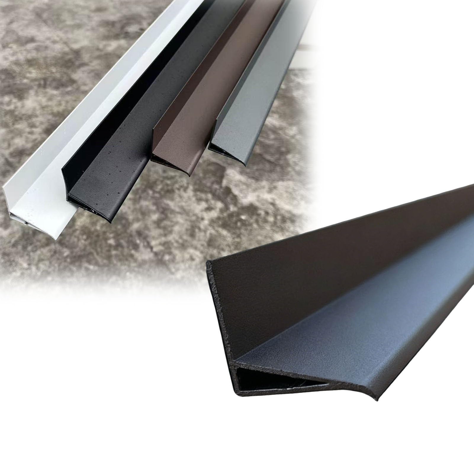 Balcony Metal Rain Drip Edge Flashing, Vertical Wall Rainwater Blocker Guard Strip, Anti-Runoff Patio Diverter Trim, Water Drainage Drip Cap Deflector(Brown)