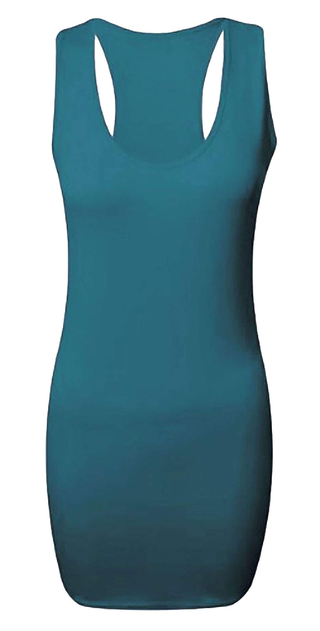 21Fashion Ladies Racer Back Vest Bodycon Muscle Top Gym Shirt Womens Sportswear Tank Top Teal UK 24-26