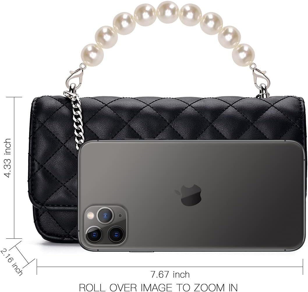 GM LIKKIE Clutch Purse for Women, Evening Envelope Quilted Wallet Bag, Crossbody Foldover Pearl Wedding Shoulder Handbag | Evening, Envelope, Quilted, Foldover, Pearl, Wedding