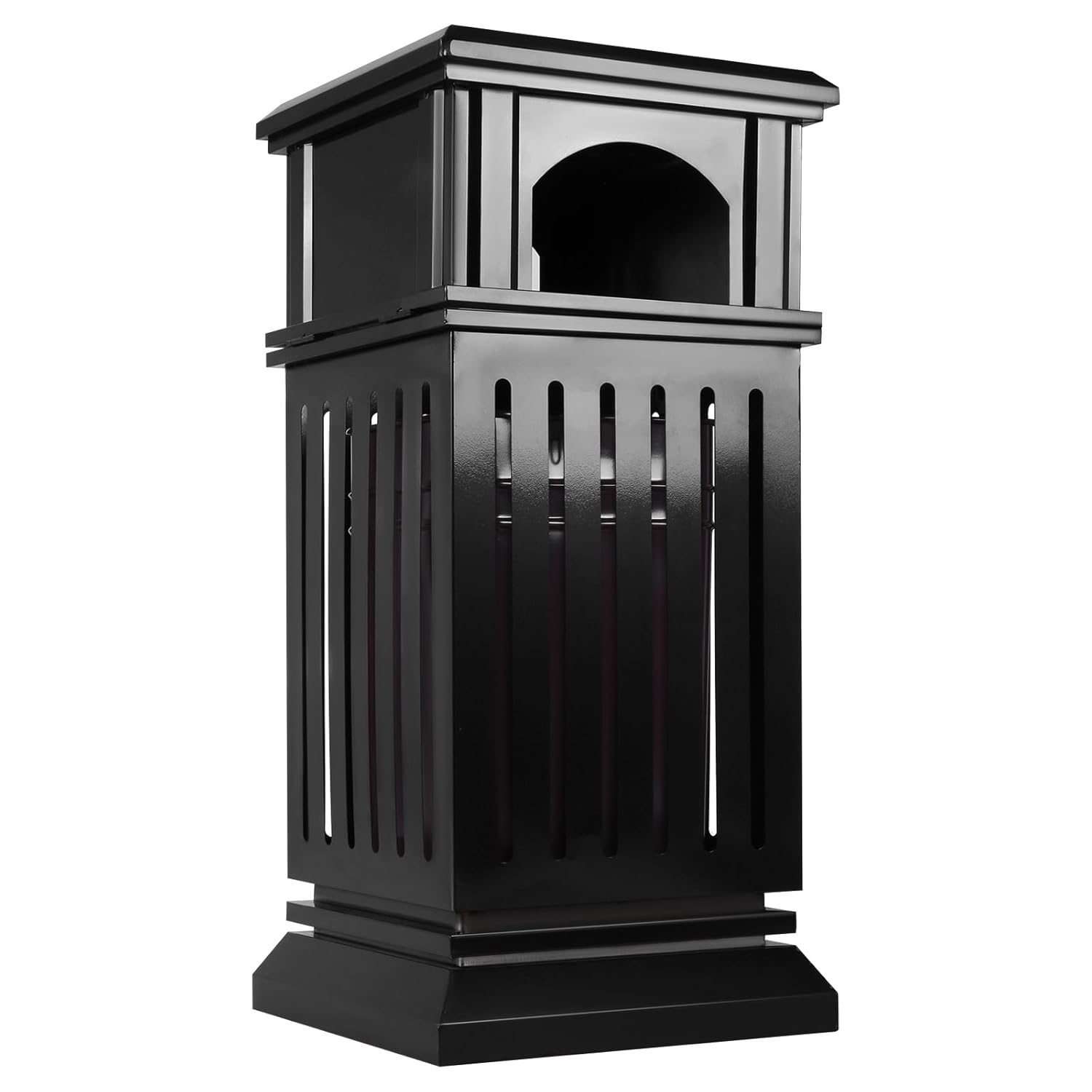 Side Opening Waste Bin with Removable Inner Bucket & Lid Steel Square Commercial Garbage Bin Large Capacity Decorative Trash Container for Garage Backyard Or Garden