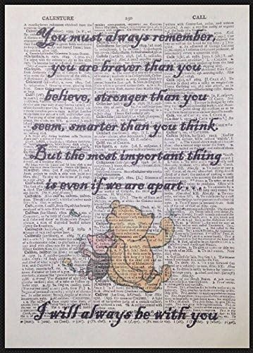 Winnie The Pooh Quote Print Vintage Dictionary Page Picture Wall Art Brave Cute