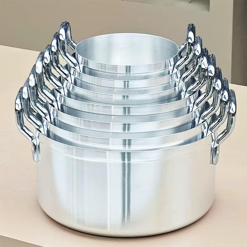 7-Piece Aluminum Cooking Pot Set, Silver, Professional Kitchen