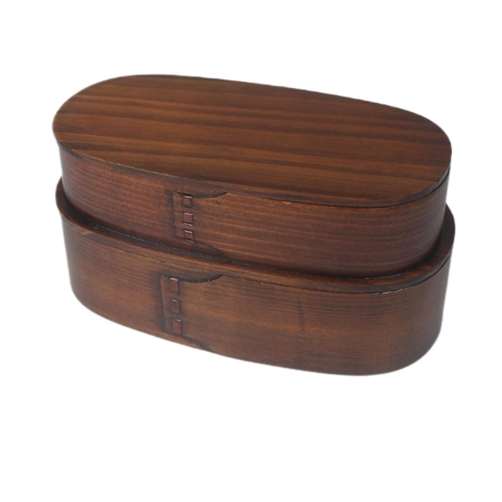 Natural Wood Double-Tier Bento Box