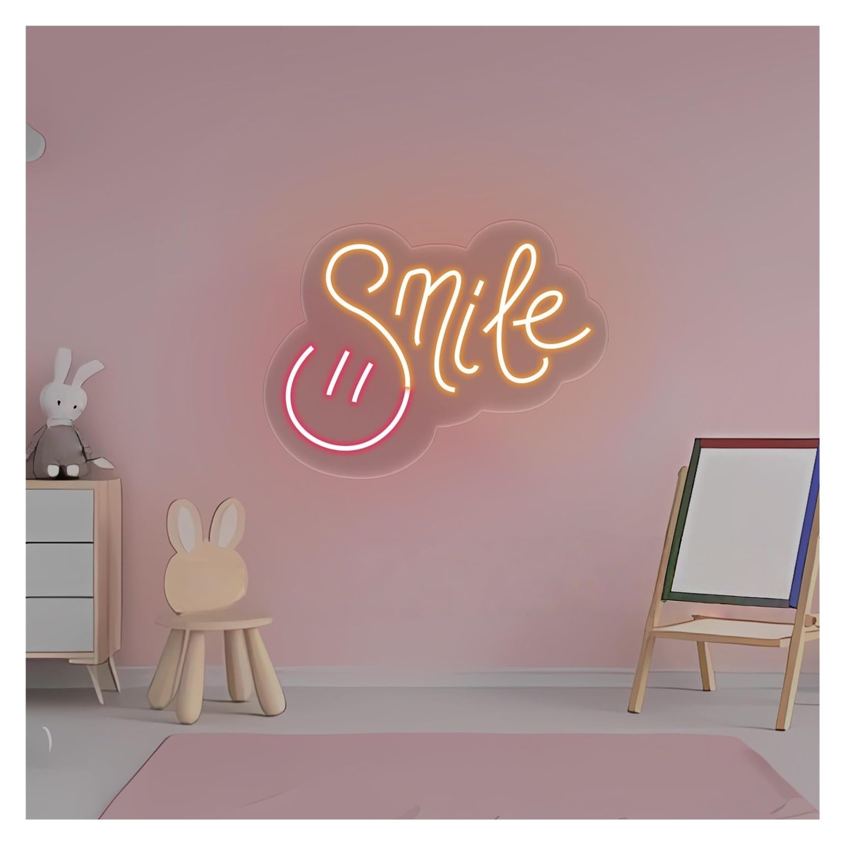 RONGCH Hanging Art Signs Smile Neon Sign,Suitable for Bedroom, Dorm, Office Wall Decor with Dimmable 21cmx30cm(B)