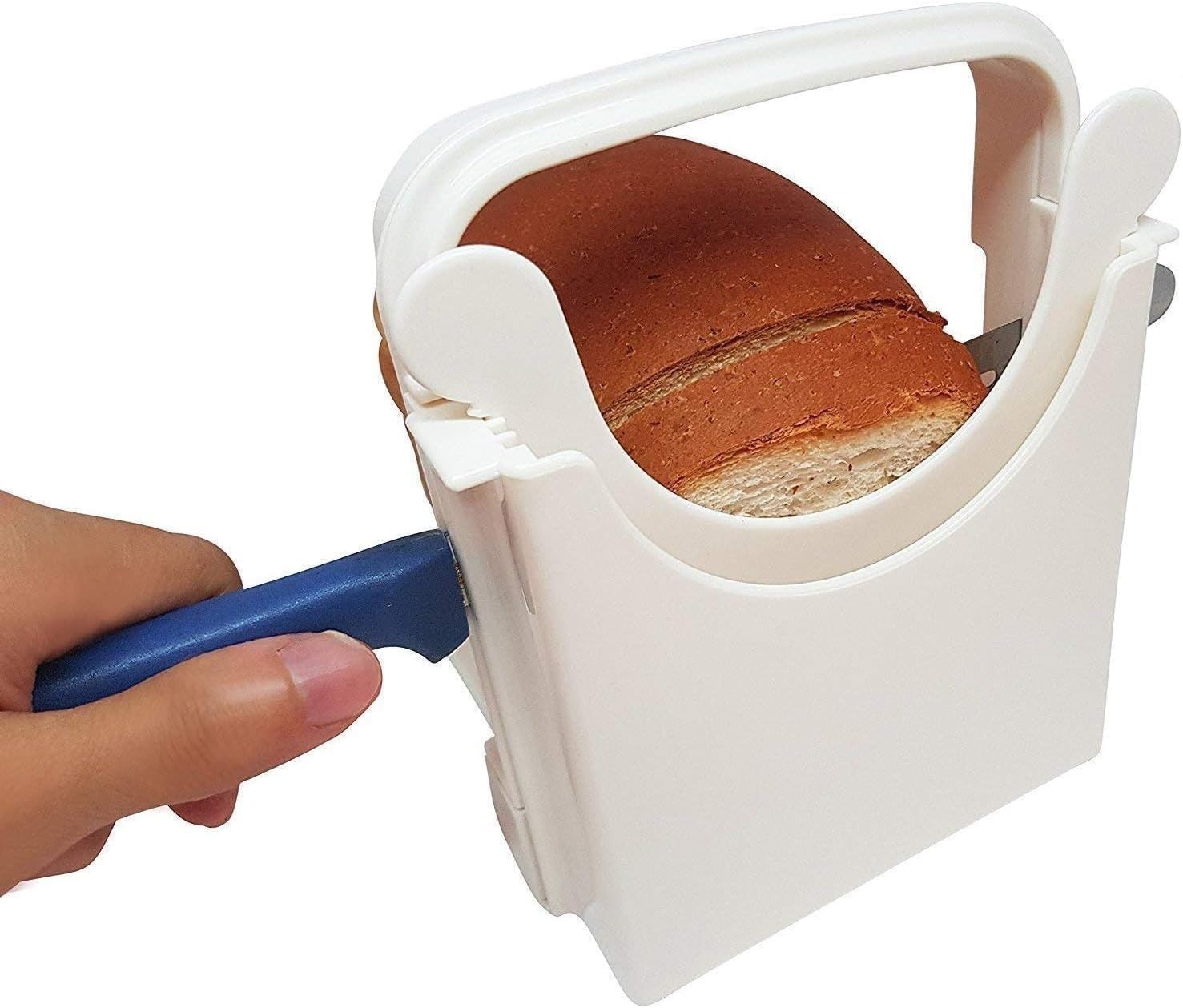 Bread Slicer Guide For Homemade Bread With Mini Bread Recipe E-Book | Loaf Cutter Machine - Foldable Adjustable & Customizable to 5 Thickness | Bagel/Sandwich/Toast Slicer |