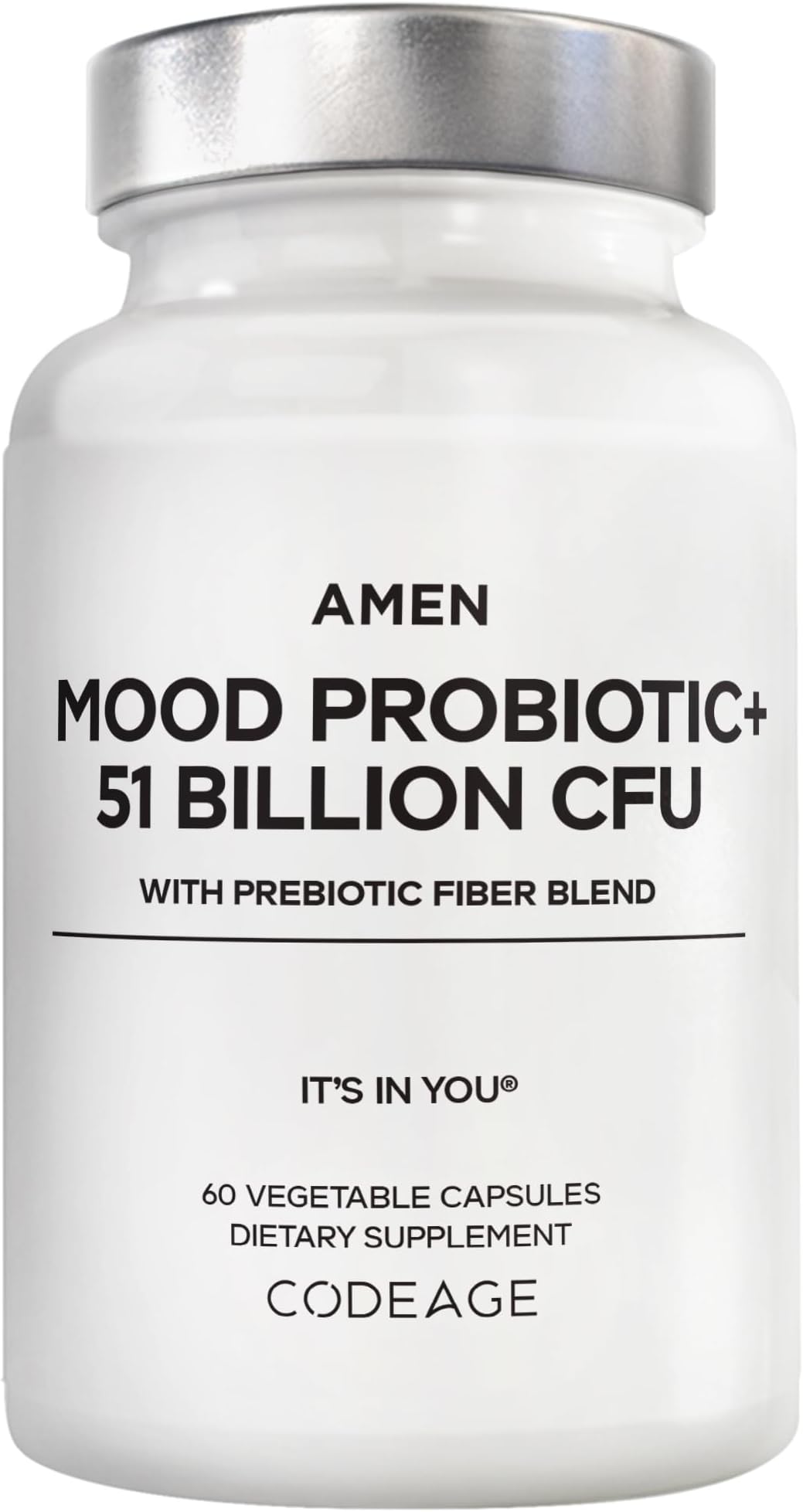 Mood Probiotic Supplement 51 Billion CFU - Organic Prebiotics and Probiotics - Acidophilus Probiotic Pills, Fibers - Mood Organic Aswhagandha, Blueberries - Vegan & Non-GMO - 60 Capsules