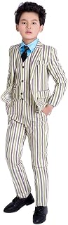 Boys' British Flower Bridesmaids Wedding Party Striped Formal Suit 135 Green