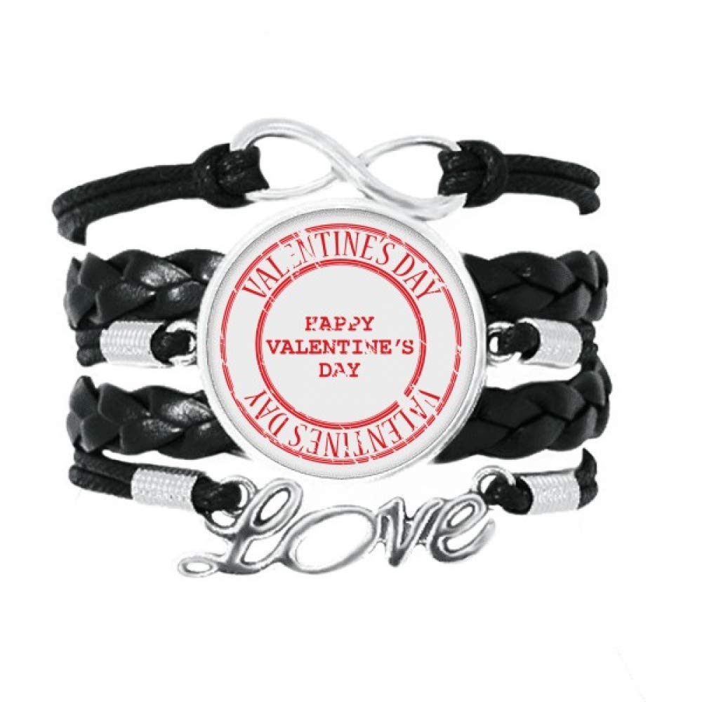 Bracelet de Saint-Valentin en cuir torsadé Diythinker rouge