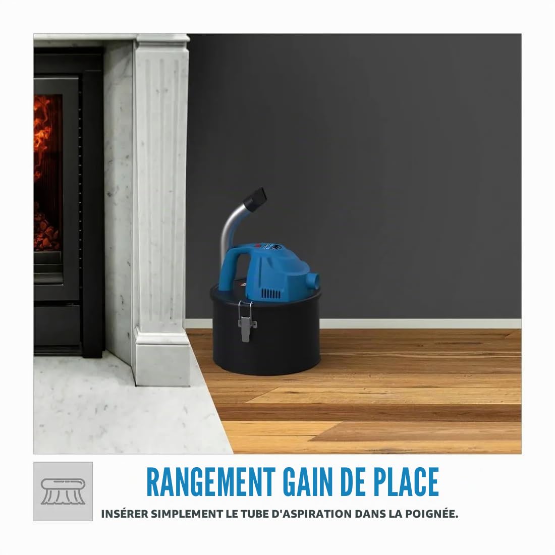Güde Aspirateur à Cendres GA 4-600.1 17015, Aluminium, Plastique, Bleu, Noir, 600 W