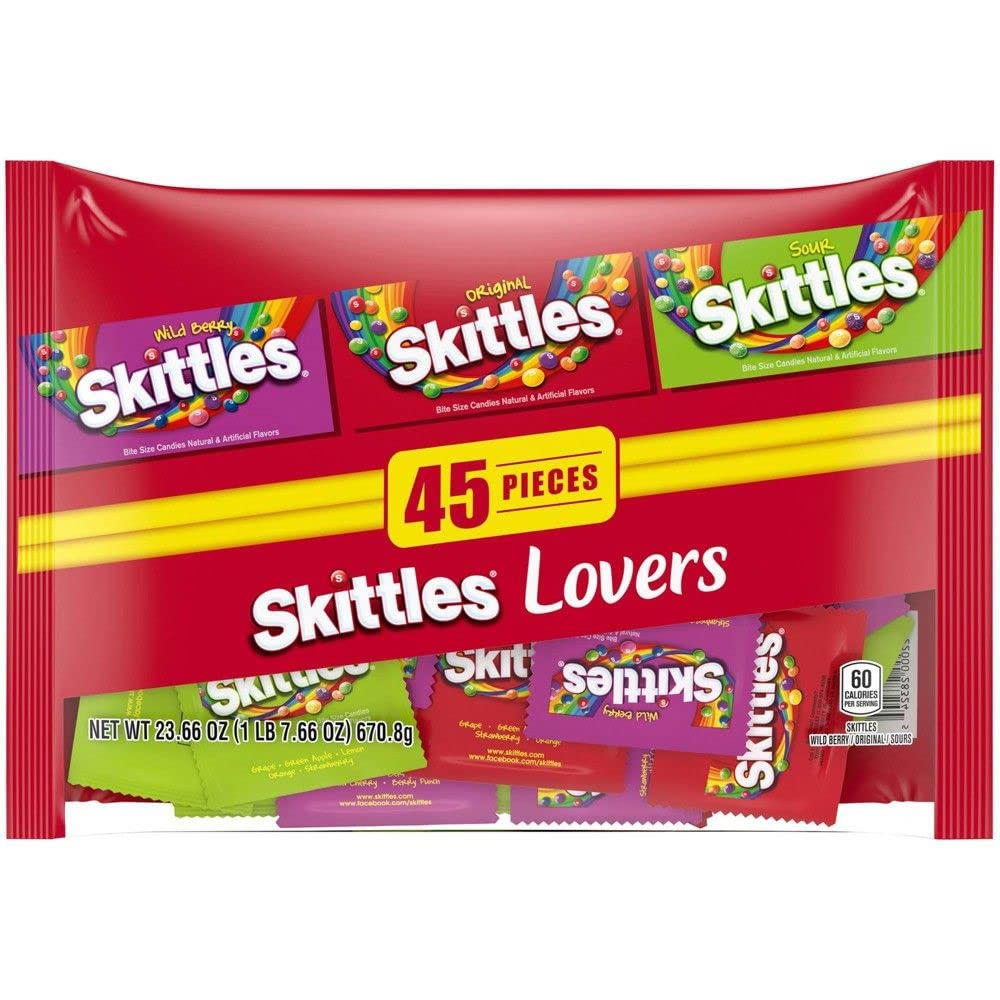 Sweet and Sour Skittles Assorted Flavors Candy Variety Pack Fun Size