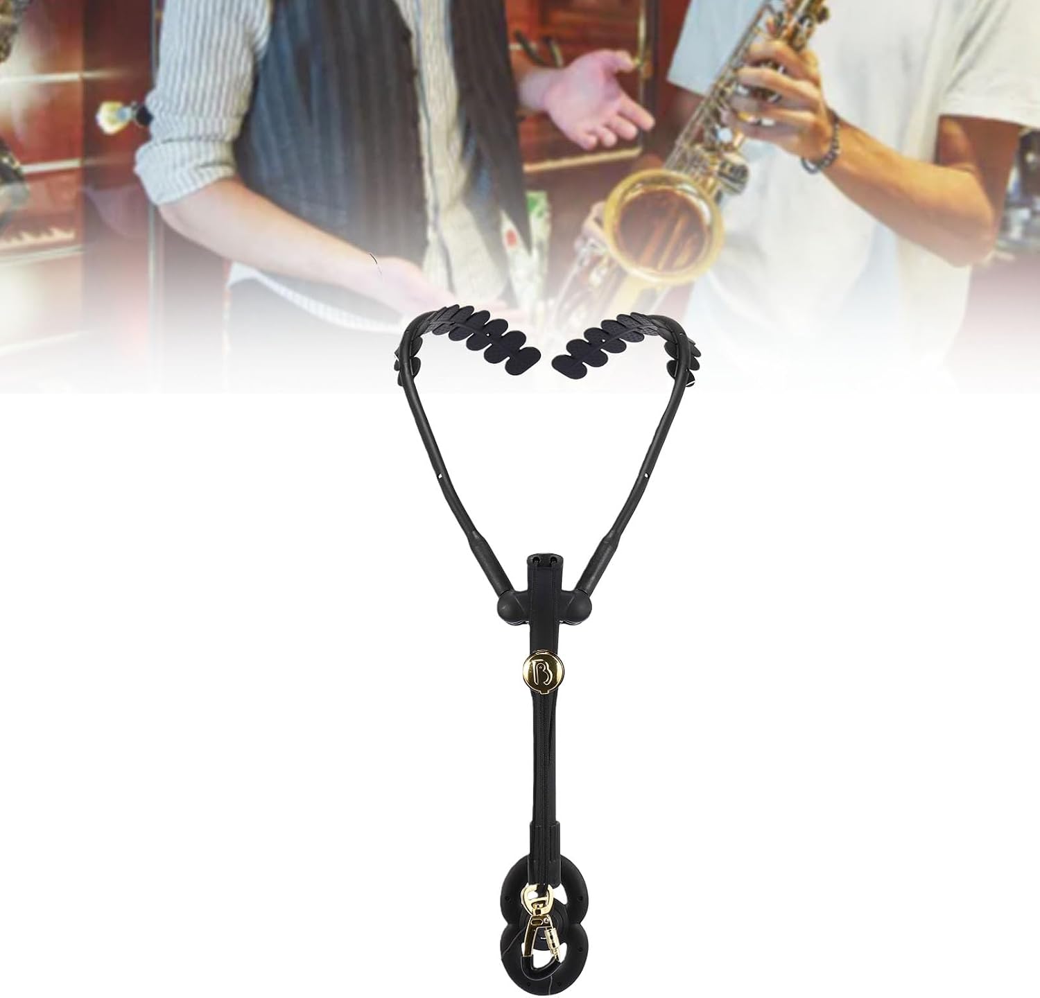 Saxophone Neck Strap, for Teenager Adjustable Double Shoulder Harness, Wide Padded Support for Alto Tenor Sax, Flute, Clarinet, Band, Marching, Practice