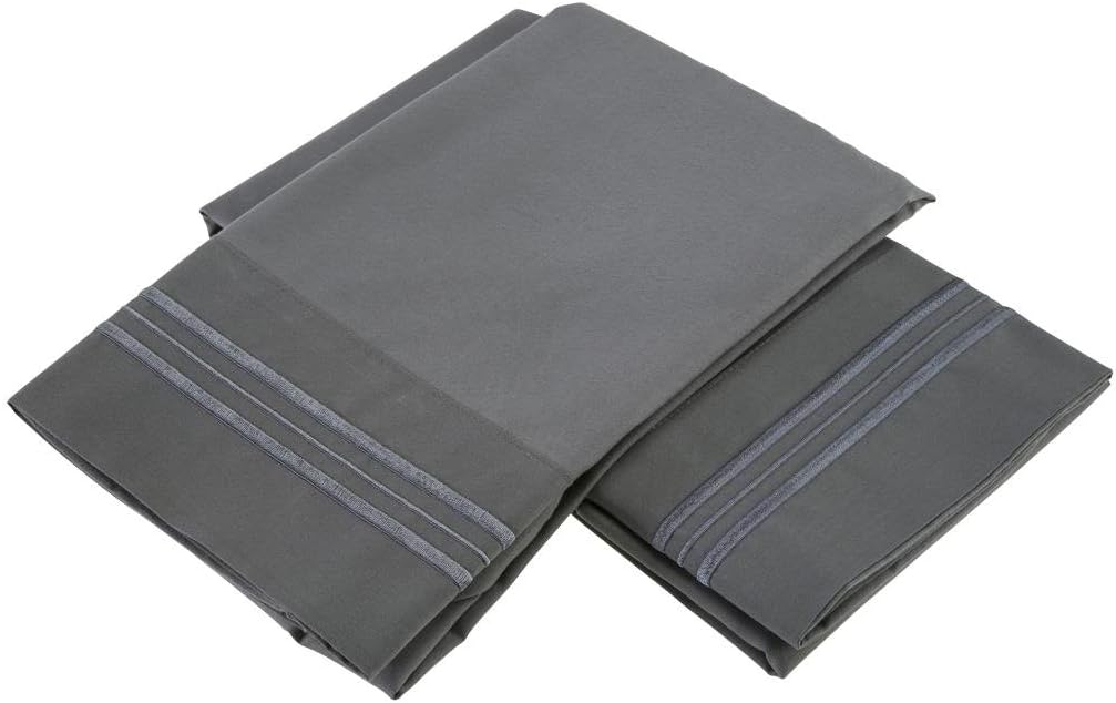 Clara Clark 1800 Series Bed Sheet Sets - Stay fit on Mattress with Elastic Straps at Corners - King, Charcoal Stone Gray - Image 7