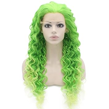 Two Tone Green Curly Lace Front Synthetic Wig Natural Stylish Fiber Green Curly Wig At Mxangel
