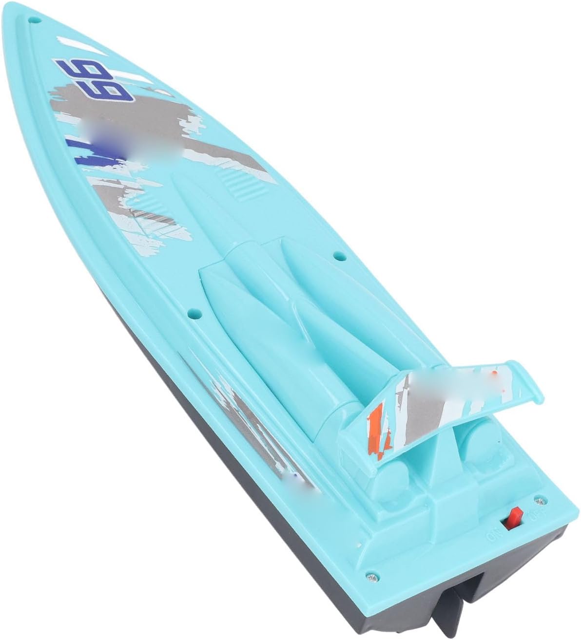 High Speed Racing Boat Powerful Waterproof Motor Educational Electric Boat with Battery for Kids Pool (Light Blue)
