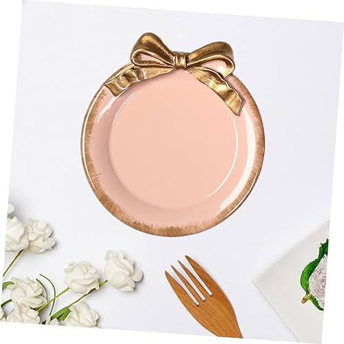 Miniatura 9 de jojofuny Plato redondo de lujo de 2 piezas con decoración de lazo para servir postres o frutas