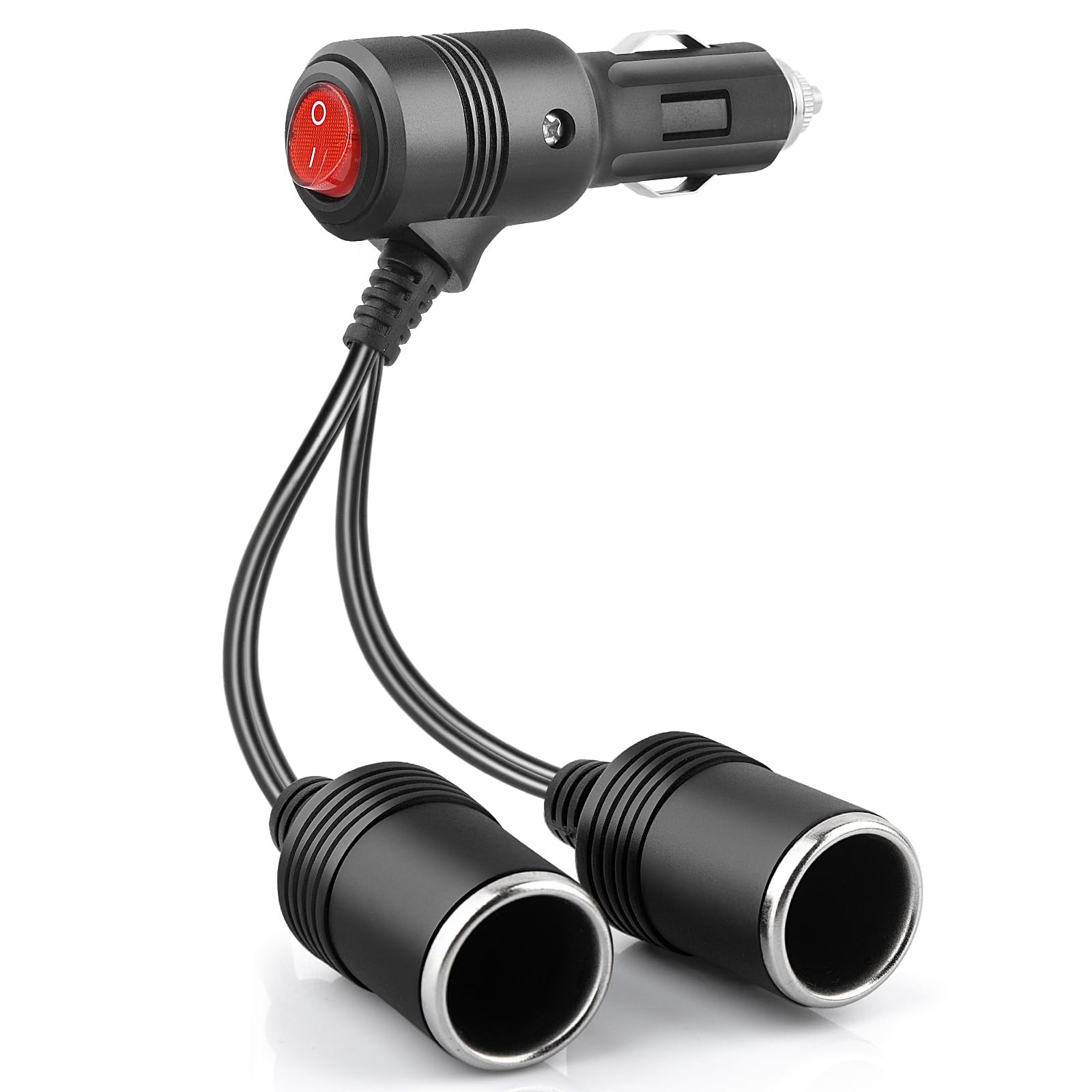 Rallonge Allume-Cigare 1 Vers 2 TNSLAND - Double Prise Avec Interrupteur Et Fusible | 12V/24V Pour Voiture, Bateau