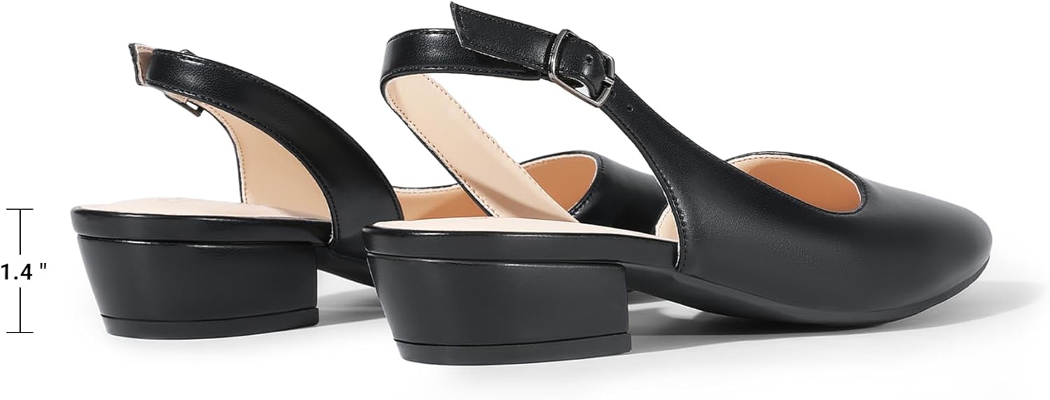 DREAM PAIRS Womens Slingback Kitten Low Block Heels Closed Pointed Toe Ankle Strap Elegant Dressy Pumps Wedding Party Dress Shoes for Women - Image 4