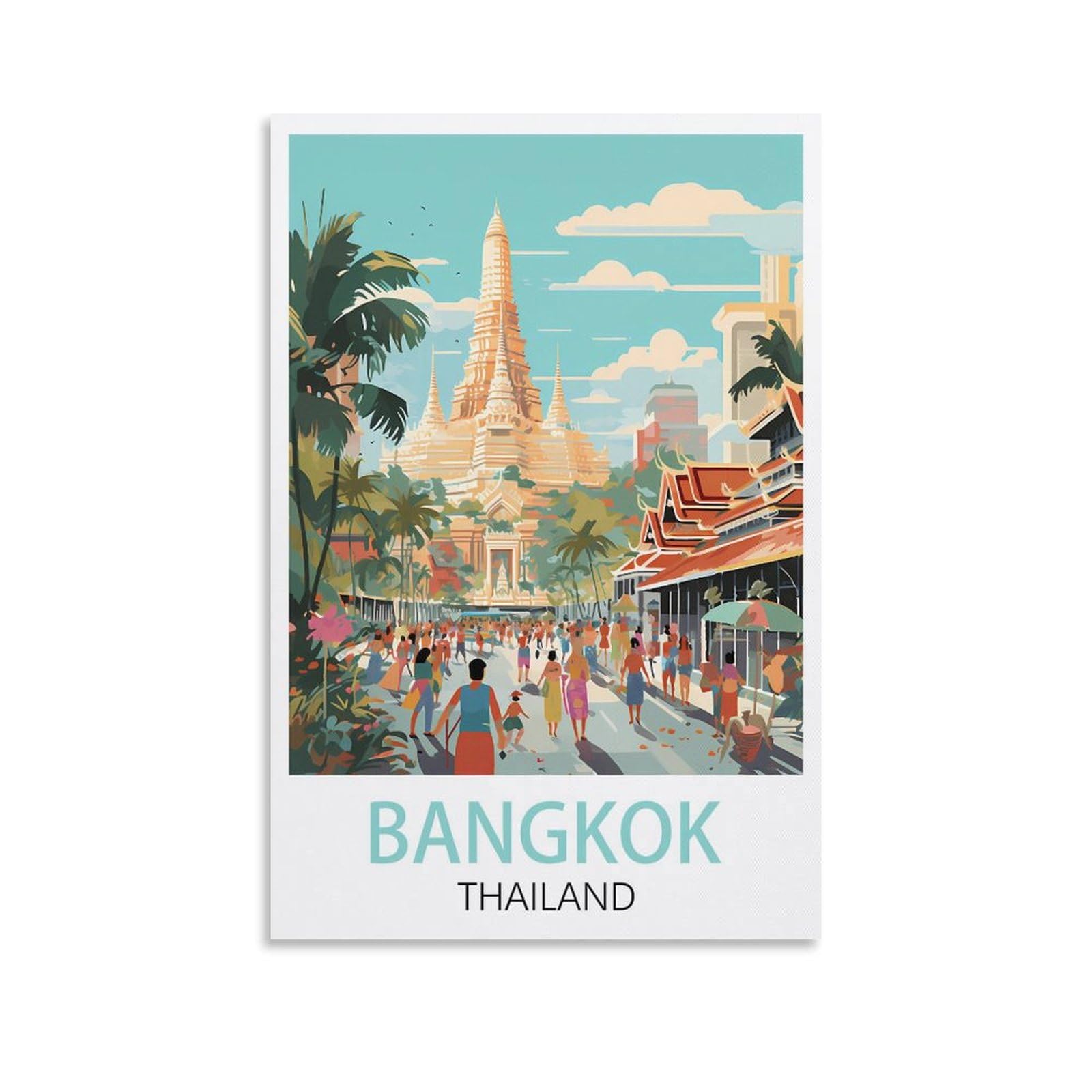LOSNABO Bangkok Thailand Vintage Travel Posters 16x24inch(40x60cm) Canvas Wall Poster And Art Picture Print Modern Home Bedroom Decor