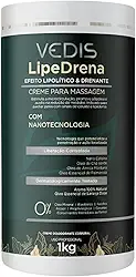Creme de Massagem LipeDrena 1kg Vedis Profissional – Lipolítico e Drenante com Nanotecnologia