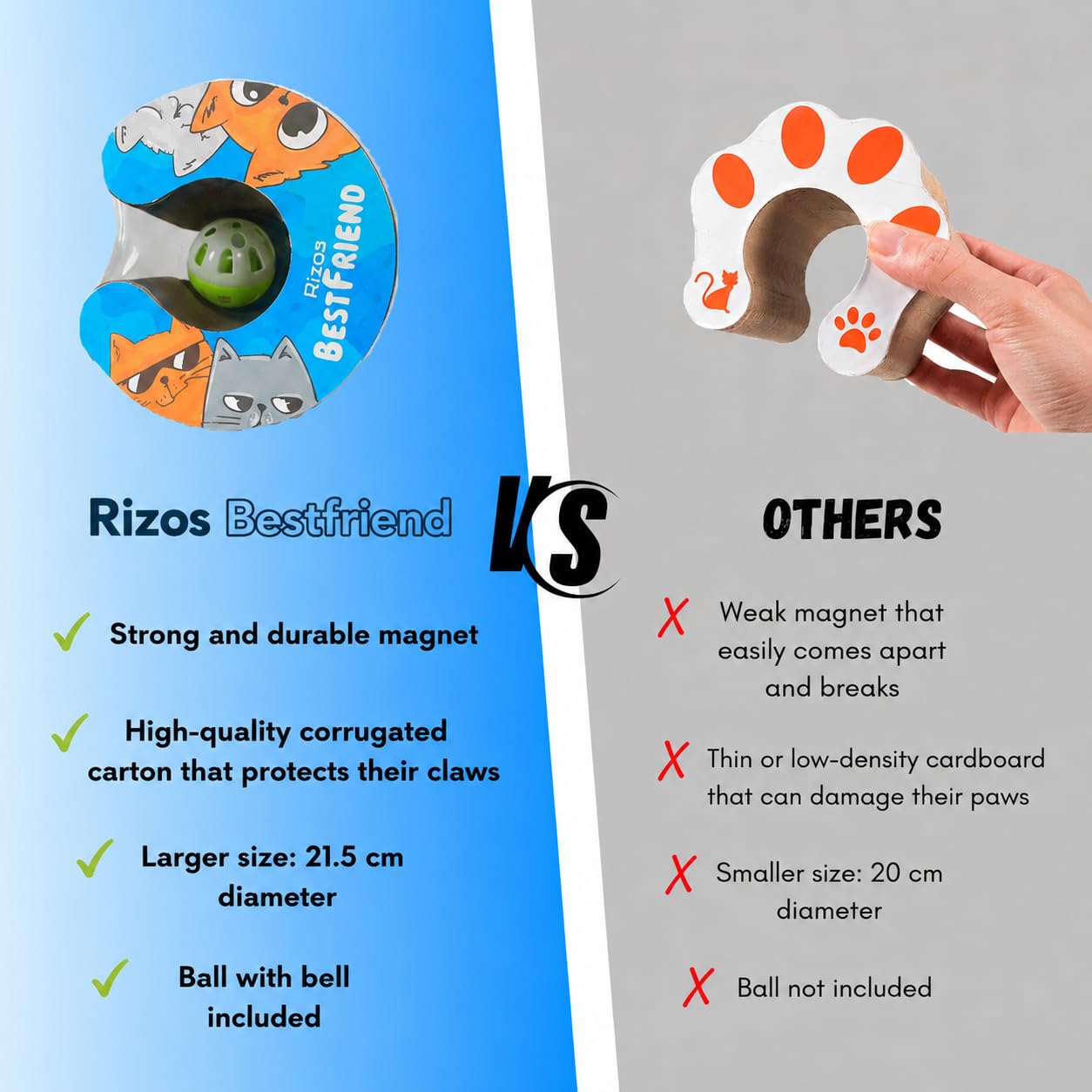 Rizos Bestfriend Juguete Rascador Interactivo para Gatos - El último Ejercicio Mental y físico Interactivo para Gatos de Interior (Pack de 2)