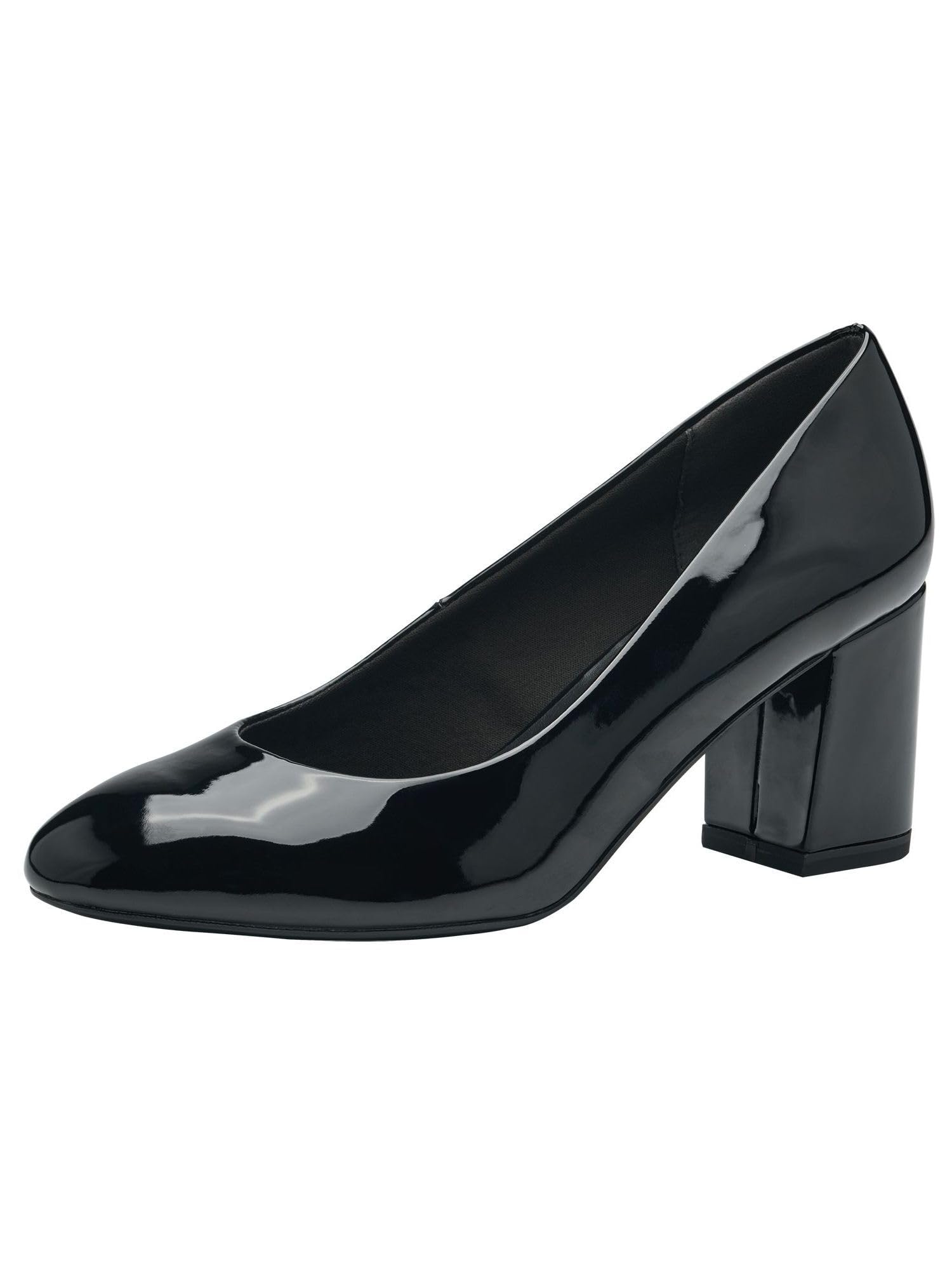 Tamaris Women's Vegan Block Heel Pumps, Black (Black Patent), 36 EU
