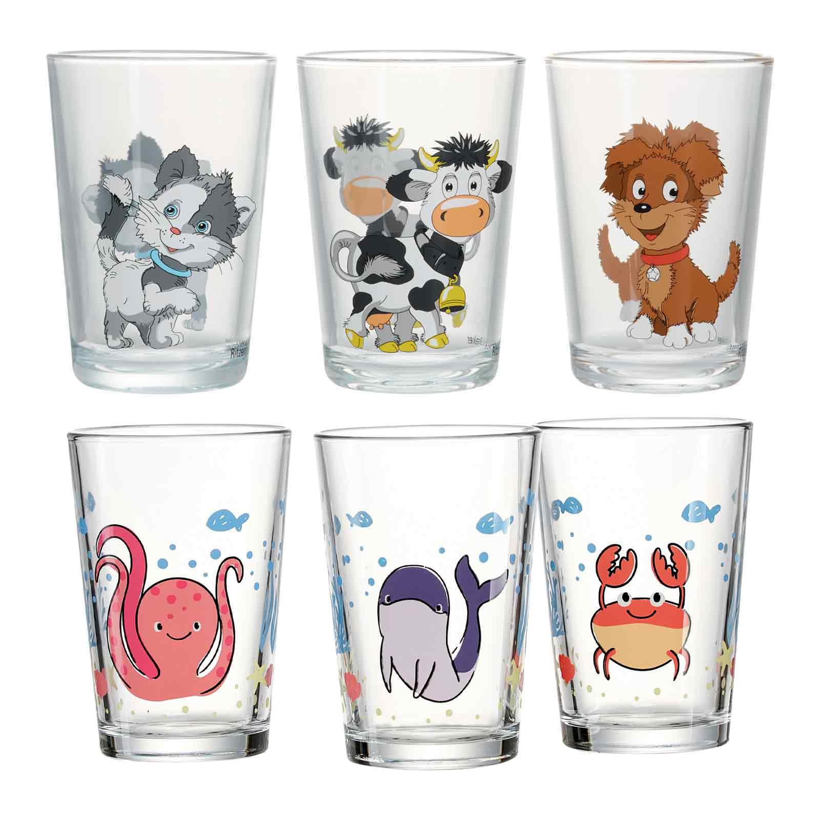 Lot 6 Verres Enfants Ritzenhoff & Breker – Motif Monde Sous-Marin – 205 Ml – Passe Lave-Vaisselle