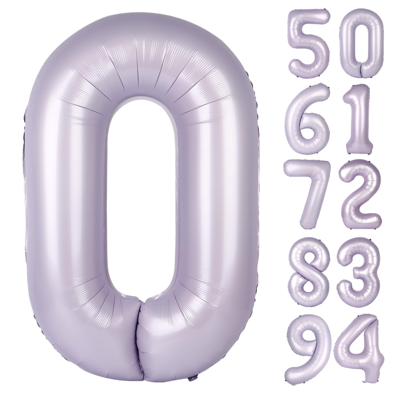 Light Purple 0 Balloon - Number Balloon 40 Inch, 0th Birthday Decorations