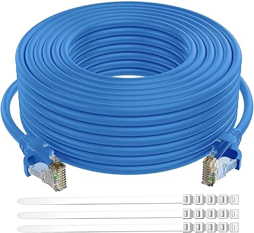 Miniatura 13 de Adoreen Cable de Ethernet Cat 6 de 30 pies - Blanco, cable de red RJ45 redondo y sin enganches para interiores y exteriores, POE, cable de parche de