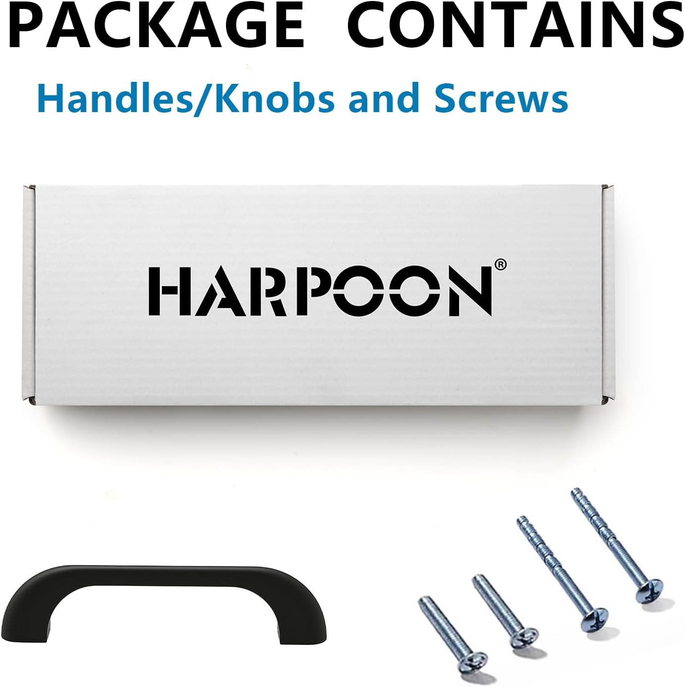 HARPOON 10 Pack Modern Drawer Handle Wardrobe, Kitchen Bar Cabinet Pulls Hardware, 3-3/4 inch Hole Center, Matte Black