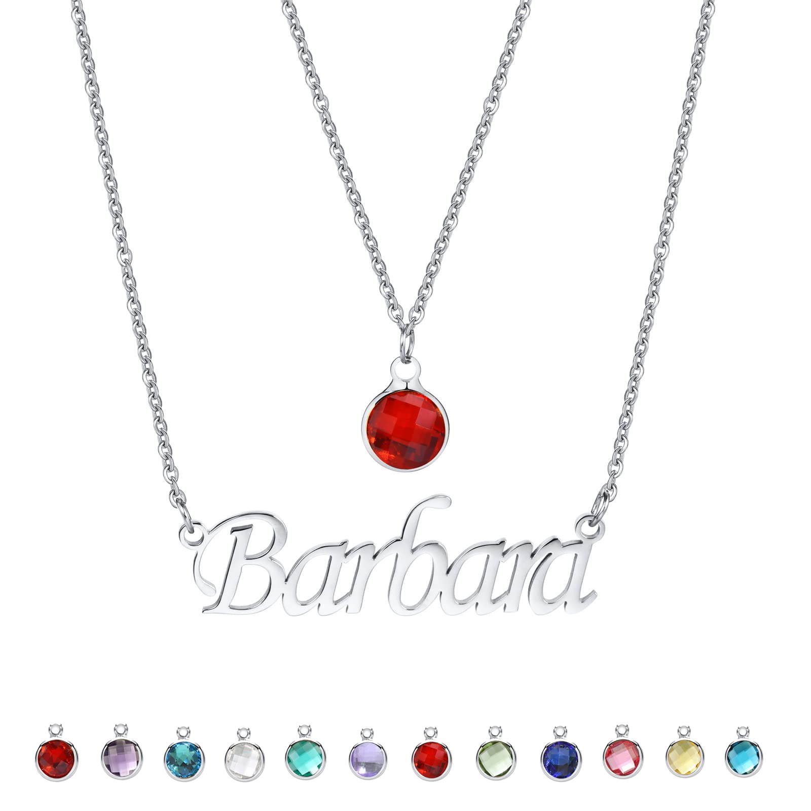 VNOXPersonalized Name Necklace for Women - Single layer/Double layer/Birthstone/Birthday Flower Name Necklace Customized Gift for Your Loved Ones