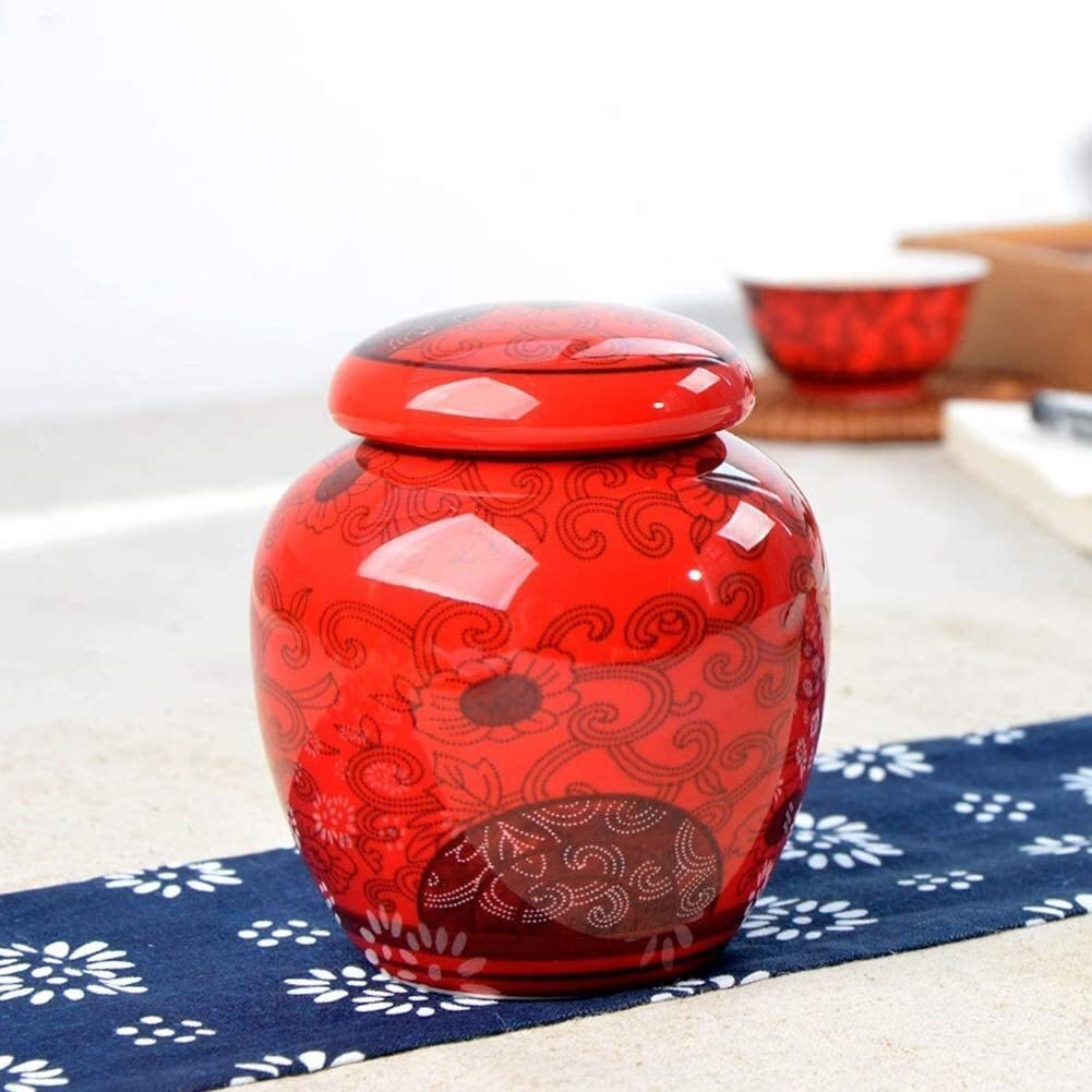 Urnas de cremación para cenizas Urna de recuerdo Urnas decorativas Urna funeraria Adultos Urnas de mascotas selladas contra la humedad Material de cerámica rojo