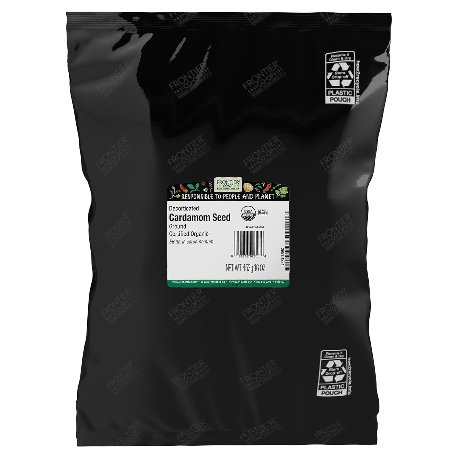 Frontier Cardamom Seed, Decorticated (no Pods), Powder Certified Organic, 16 Ounce Bag