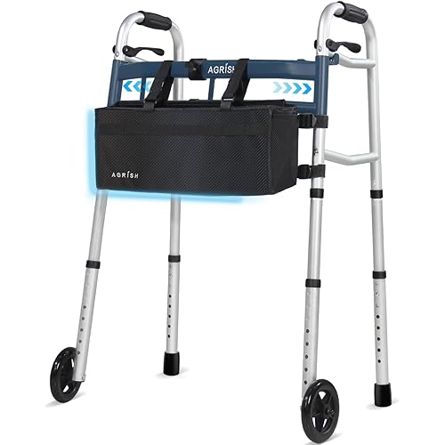 Folding Narrow Walker for Seniors – Width & Height Adjustable Walker, Lightweight Standard Walker for Elderly, Walkers for Seniors, Disabled, Bariatric