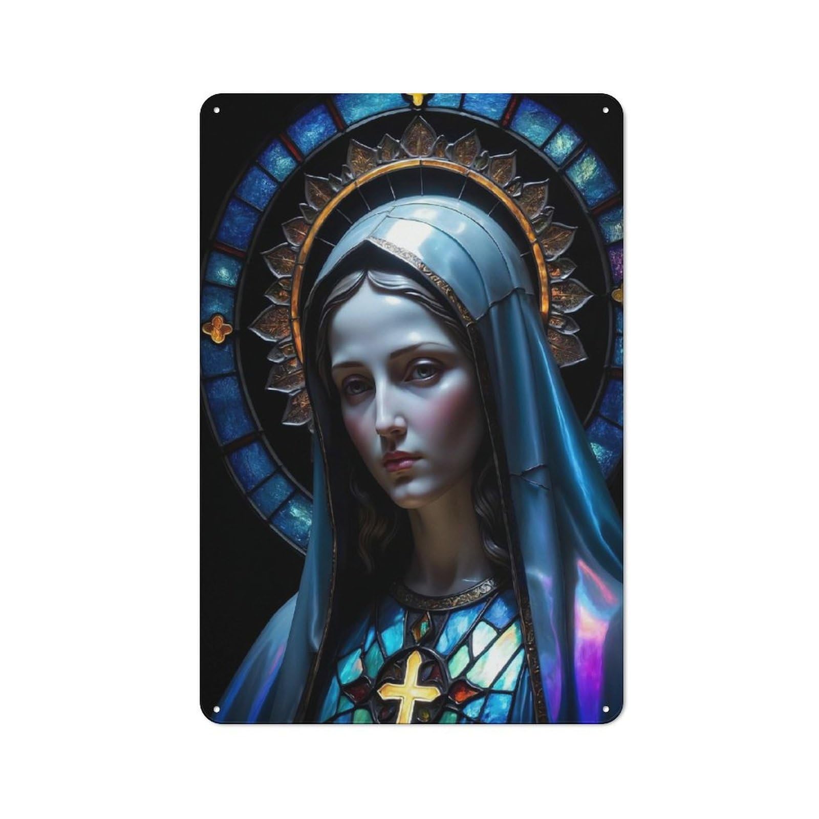 Junmoney Maria Holy Serenity Nostalgic Decorative Tin Plaque 30X20cm, Classic Pub Decor For Diner, Restaurant, Shed Or Kitchen