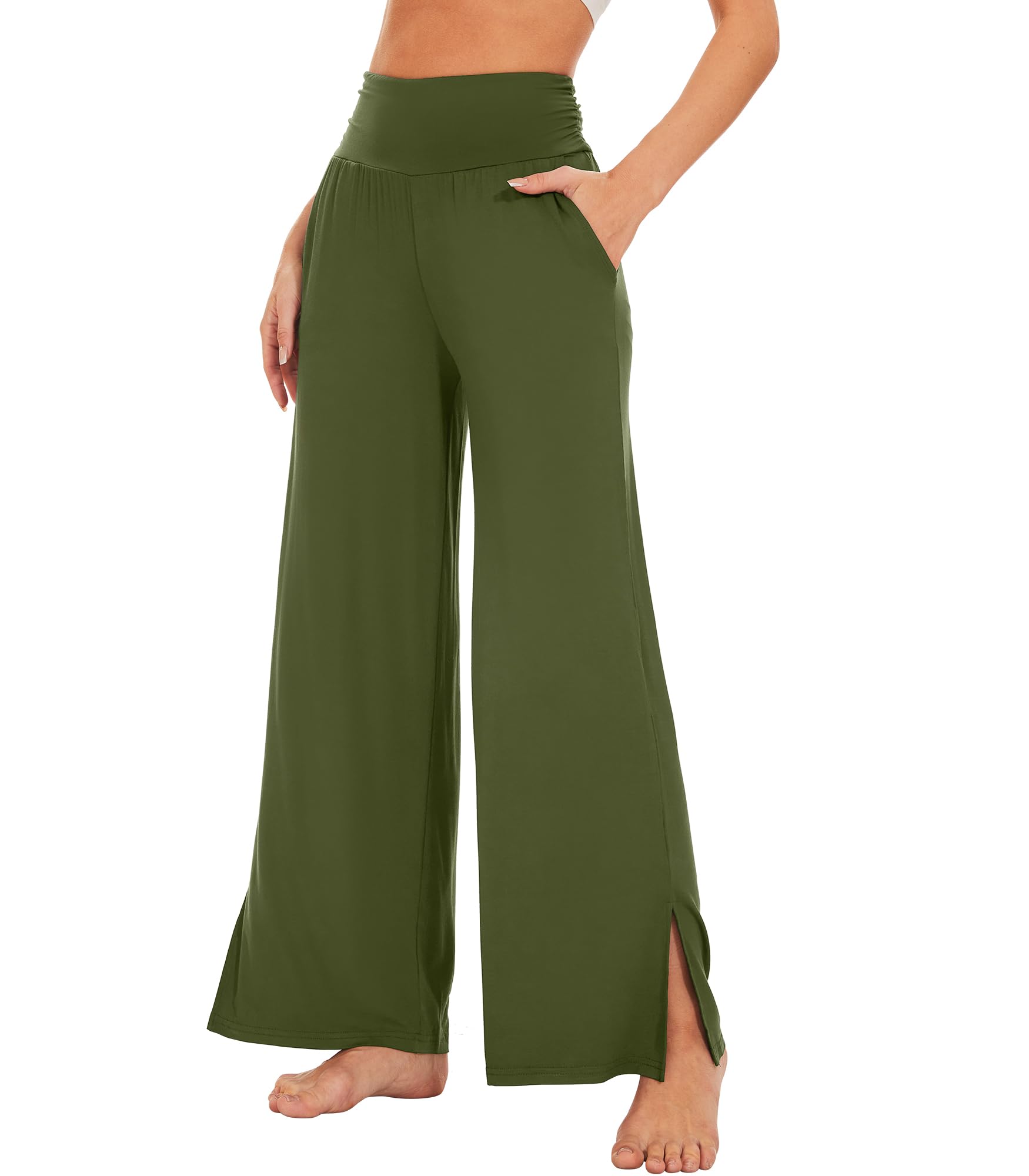 WiWi Womens Viscose from Bamboo Lounge Pants Soft Wide Leg Pajama Bottoms Palazzo Yoga Pant Casual Pj Bottom S-XXL