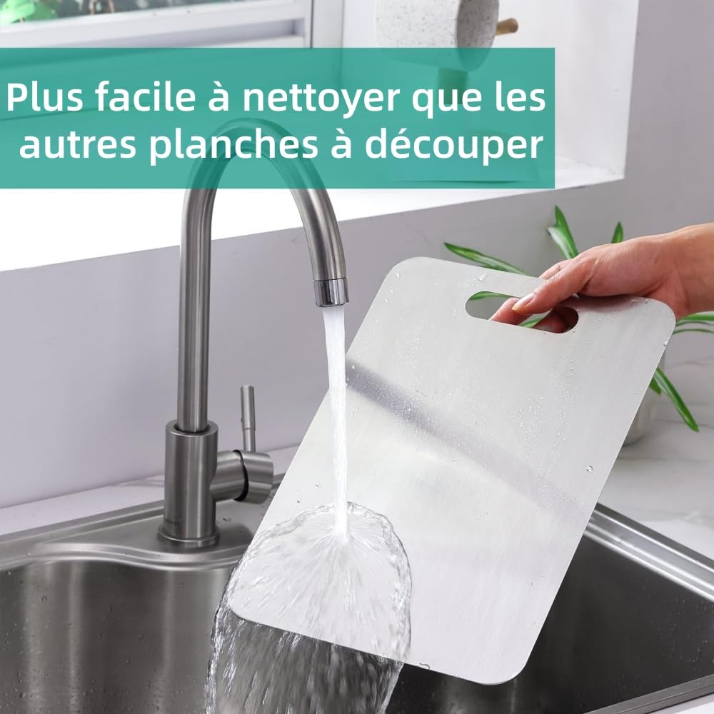 Katori Planche à découper double face en alliage de titane,Résistant aux Odeurs, Poignée Facile à Saisir pour Couper Viande, Légumes, Fruits et Pain
