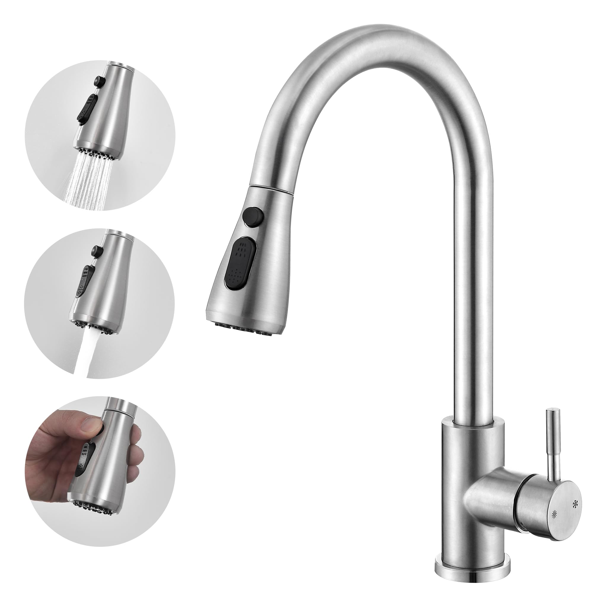 HOMELODY Wasserhahn Küche Edelstahl mit Ausziehbrause